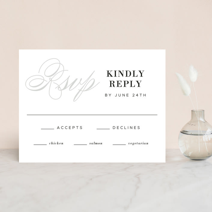 "Elegant Initials" - RSVP Cards in Smoke by Sandra Picco Design - Front