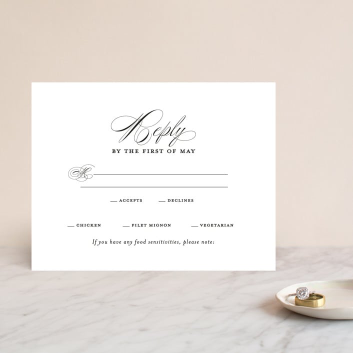 "Gracefully" - RSVP Cards in Black Tie by Laura Hamm - Front