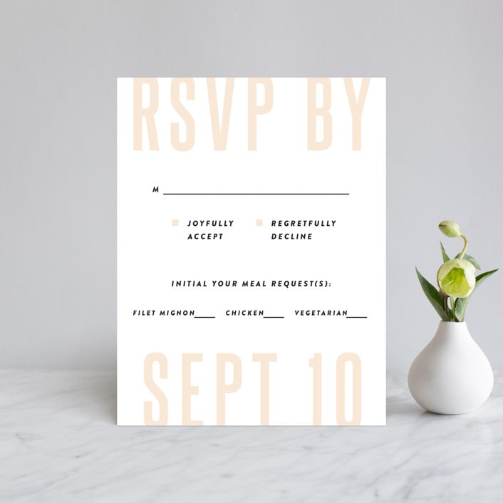 "With Great Joy" - RSVP Cards in Peach by Up Up Creative - Front