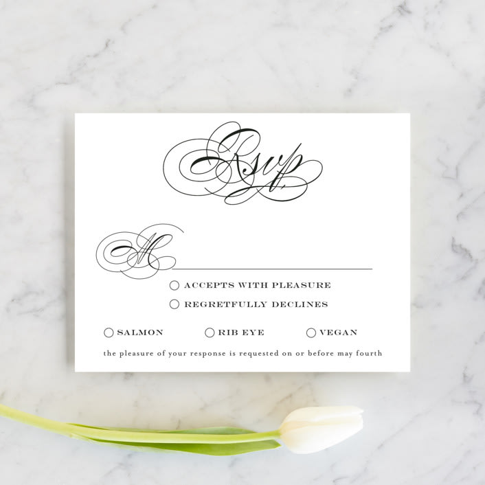 "Timeless Elegance" - RSVP Cards in Black Night by AK Graphics - Front