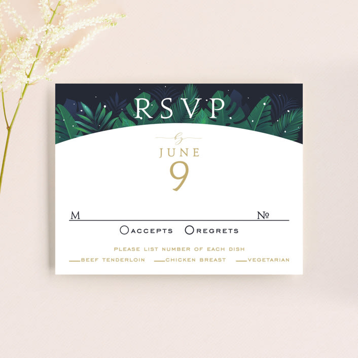"Paradise" - RSVP Cards in Midnight Ocean by GeekInk Design - Front