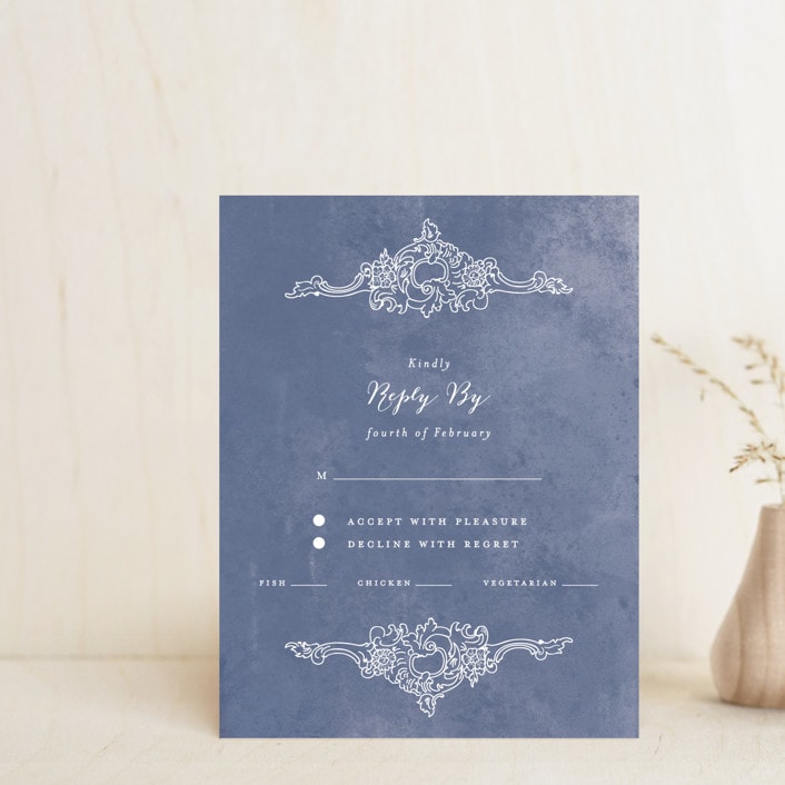 "Ornate" - RSVP Cards in Indigo by Nazia Hyder - Front