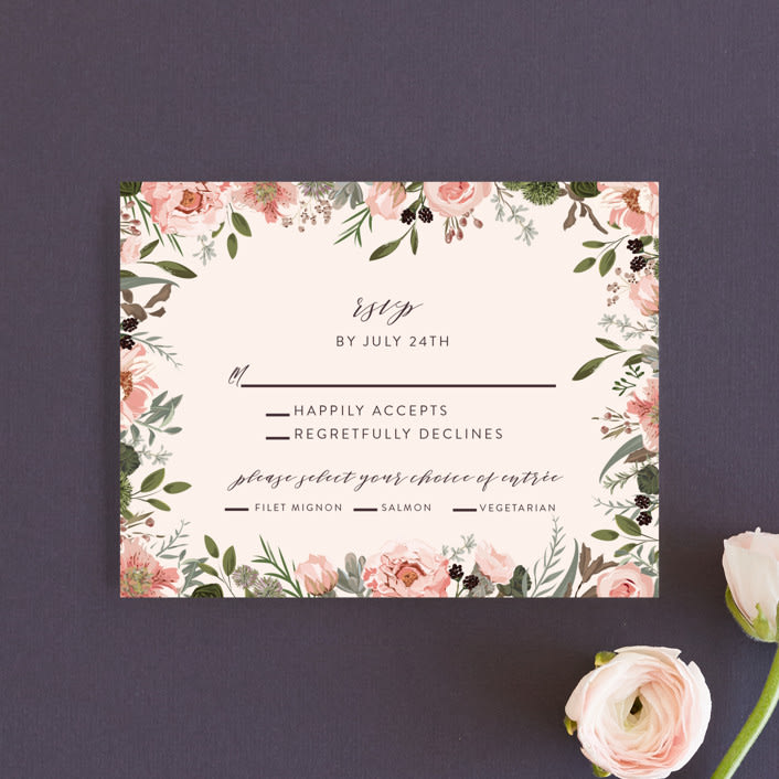 "Desert Blooms" - RSVP Cards in Blush by Susan Moyal - Front