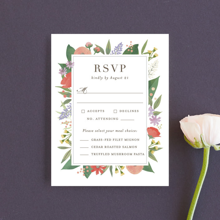 "Floral specimen" - RSVP Cards in Persimmon by Jennifer Wick - Front