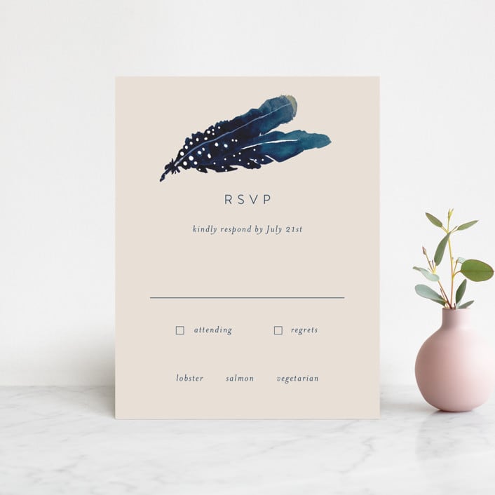 "Feathers" - RSVP Cards in Stone by Morgan Kendall - Front