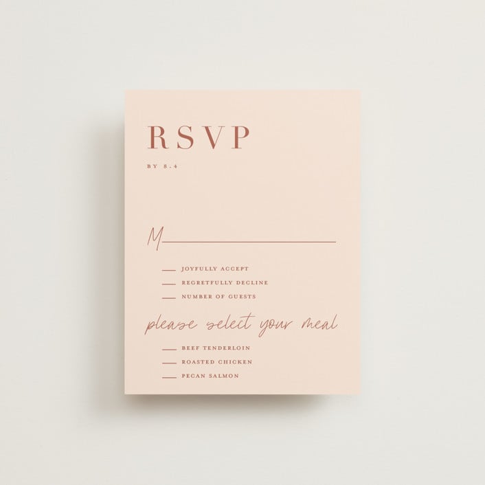 "Classic refresh" - RSVP Cards in Peaches by Stacey Meacham - Front