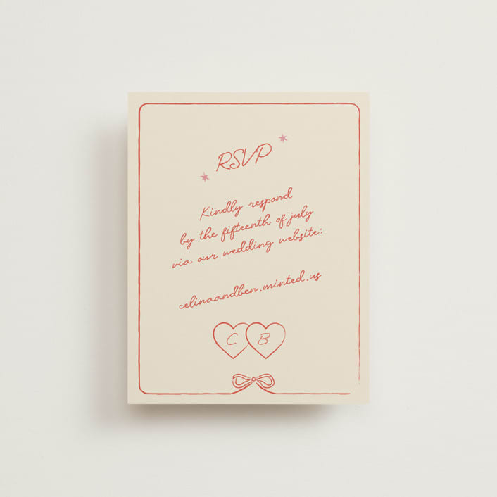 "The Bird Song" - RSVP Online Enclosure Cards in Peach by Helena Vitto - Front