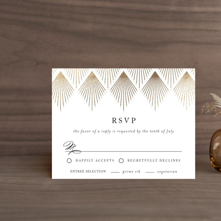 "Deco Fan Border" - RSVP Cards in Snow by Kelly Schmidt - Front