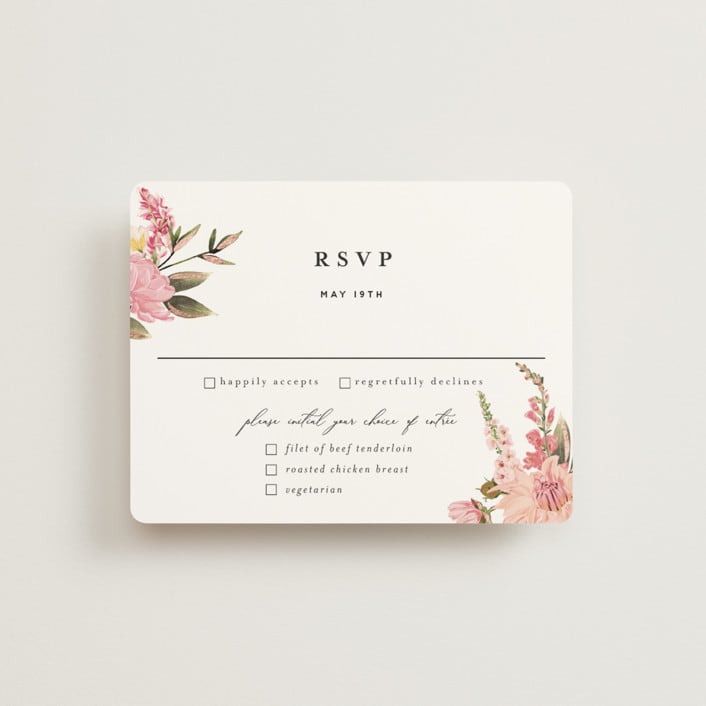 "Lush" - RSVP Cards in Blush by Susan Moyal - Front