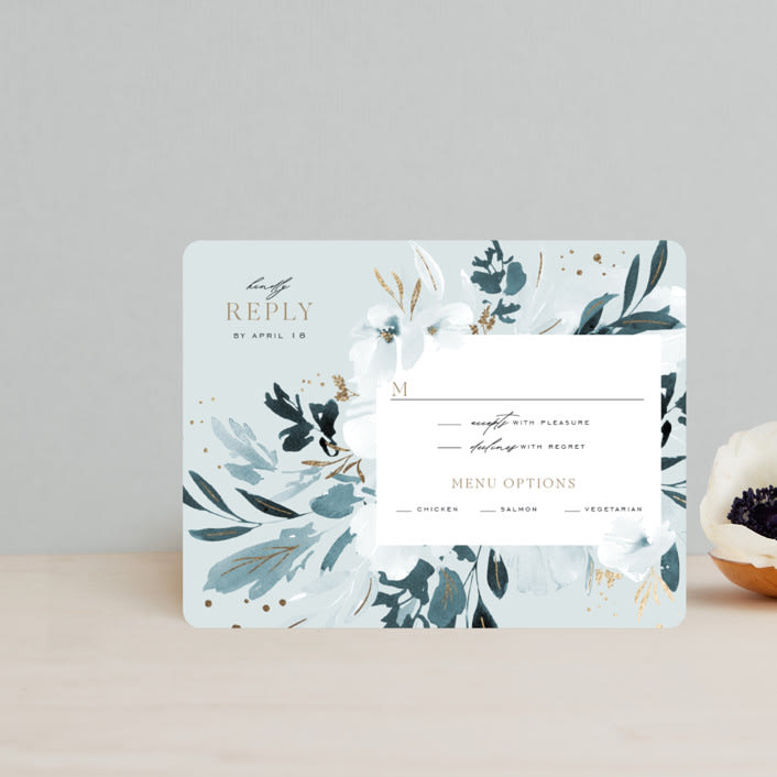 "Romance" - RSVP Cards in Neptune by Leah Bisch - Front