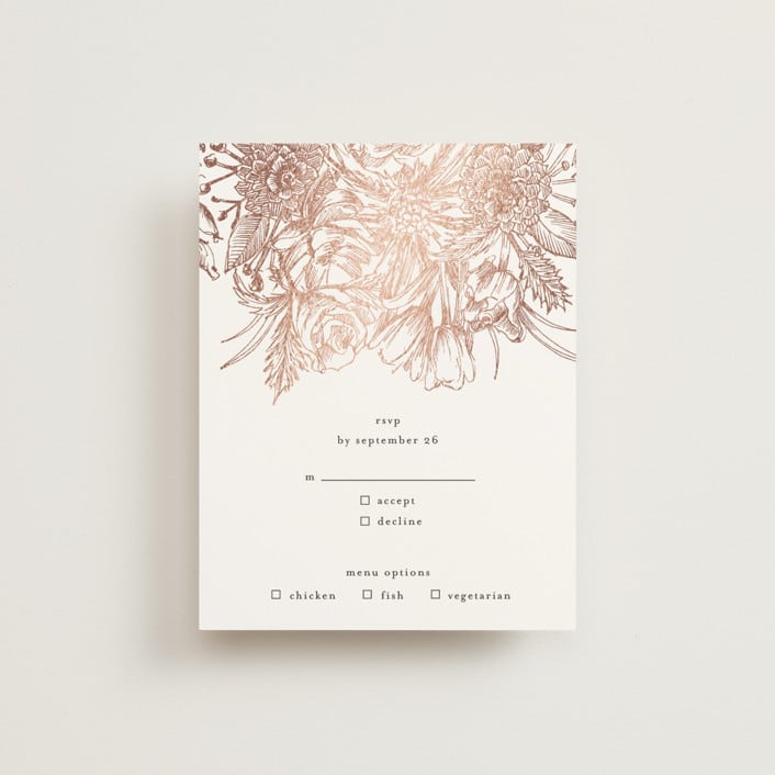 "Sketched Bouquet" - RSVP Cards in Petal by Phrosné Barwood - Front