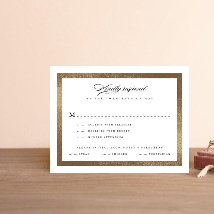 "Lasting love" - RSVP Cards in Gold by Stacey Meacham - Front