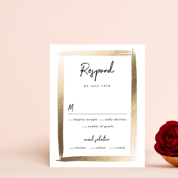 "Brushy frame" - RSVP Cards in Midnight by Stacey Meacham - Front