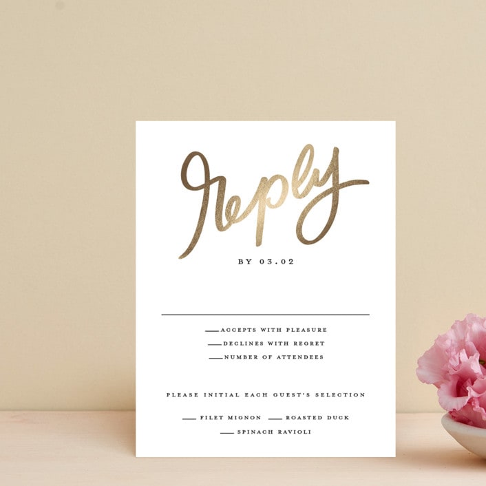 "Lovely Script" - RSVP Cards in Cotton by Stacey Meacham - Front