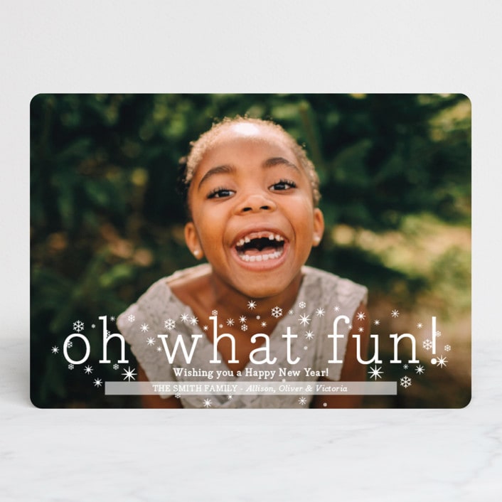 "Oh What Fun" - Retired Holiday Cards in Snowflake by Abby Munn - Front