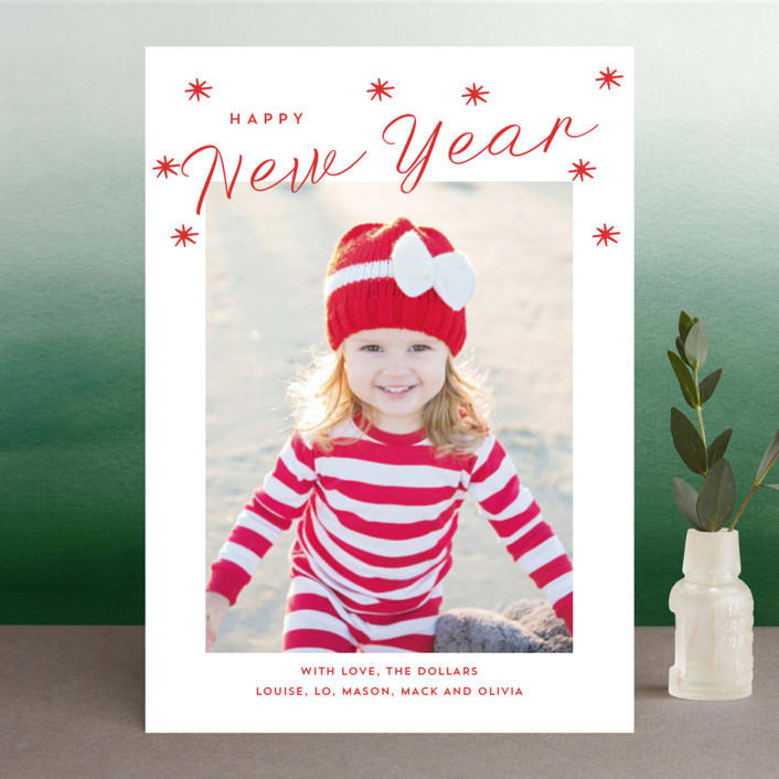 "Happy Holidays Stars" - Retired Holiday Cards in Cardinal by Erika Firm - Front