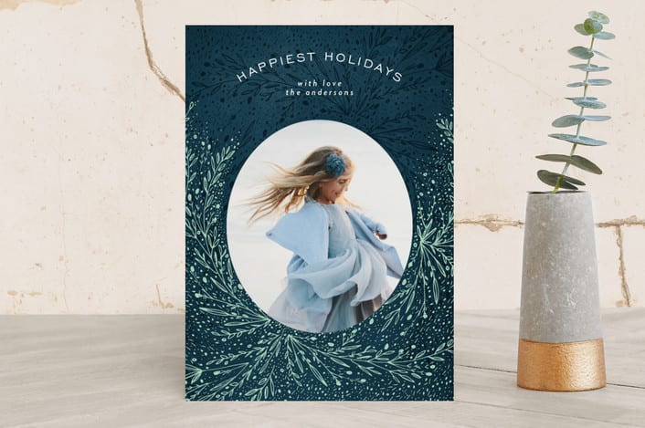 "snowfall filigree" - Retired Holiday Cards in midnight by Phrosné Barwood - Front