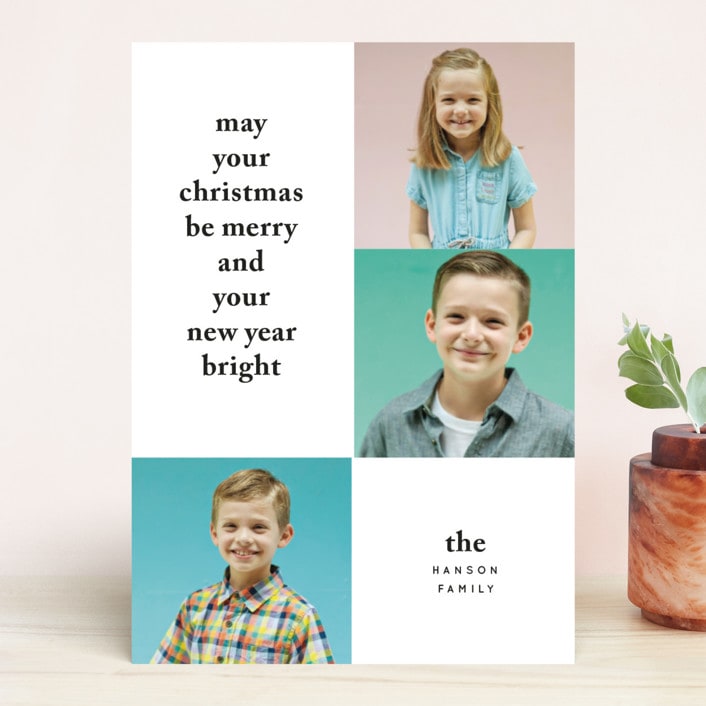 "Bold Holiday Type" - Retired Holiday Cards in Tuxedo by Baumbirdy - Front