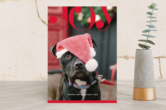 "Joyful Spirit" - Retired Holiday Cards in Alizarin by Alex Elko Design - Front