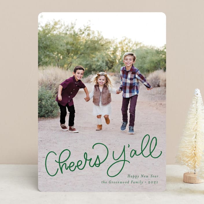 "Ho Ho Howdy" - Retired Holiday Cards in Emerald by Amy Payne - Front