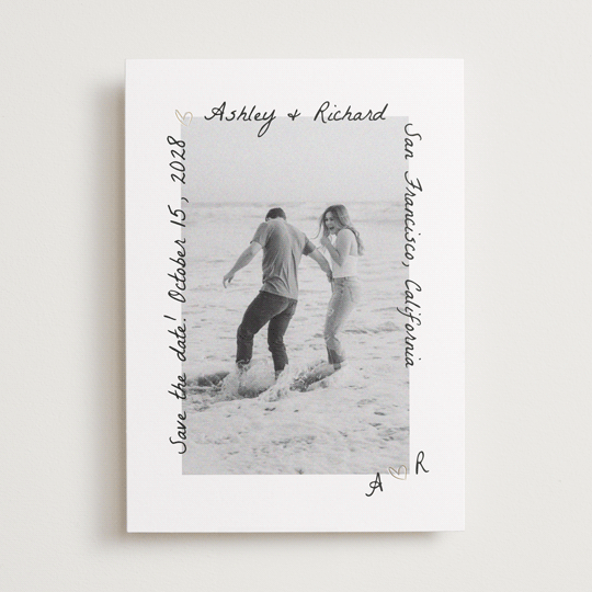 "Showered" - Save the Dates in Graphite by Claudia Orengo - Front