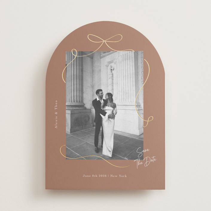 "Gentle Bow" - Save the Dates in Coffee by Elly - Front