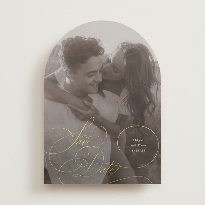 "Elegantly Scripted" - Save the Dates in Cream by Hooray Creative - Front