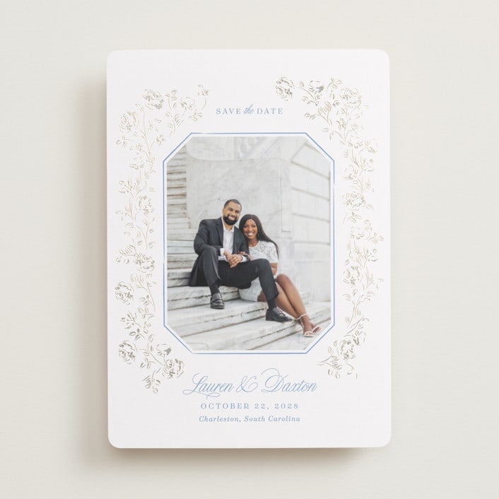 "Framed Florals" - Save the Dates in Sky by Robert and Stella - Front