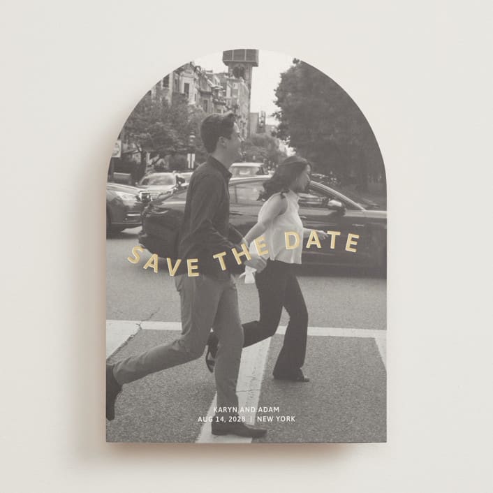 "Wavy" - Save the Dates in Nude by Inkblot Design - Front