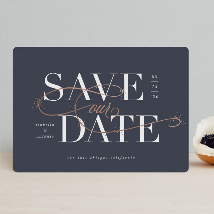 "Isabella" - Save the Dates in Navy by Leah Bisch - Front