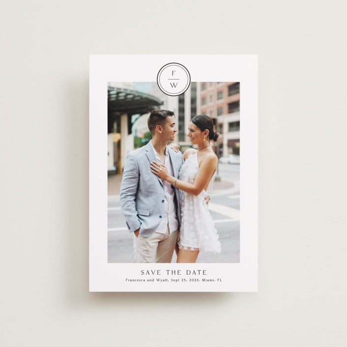 "Circle monogram" - Save the Dates in Cotton by Stacey Meacham - Front