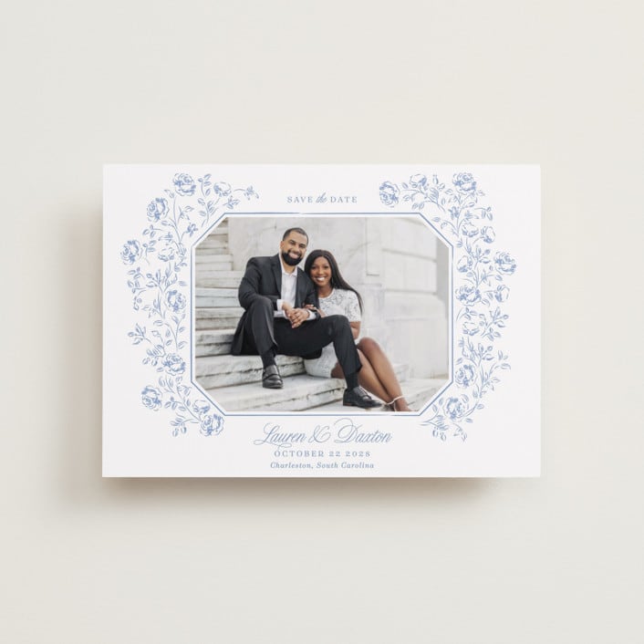 "Framed Florals" - Save the Dates in Sky by Robert and Stella - Front