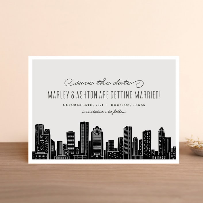 "Big City - Houston" - Save the Dates in Light Taupe by Hooray Creative - Front
