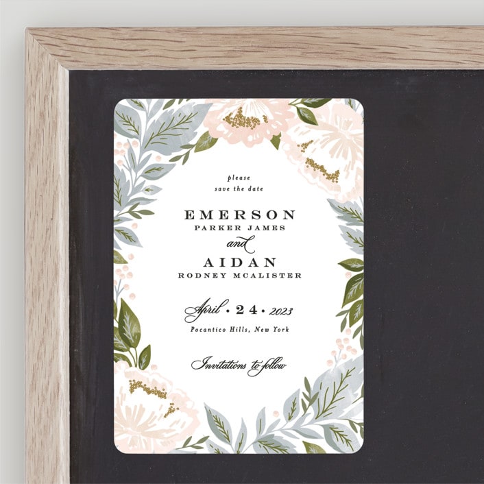 "Peony Floral Frame" - Save the Dates in Cornflower by Alethea and Ruth - Front