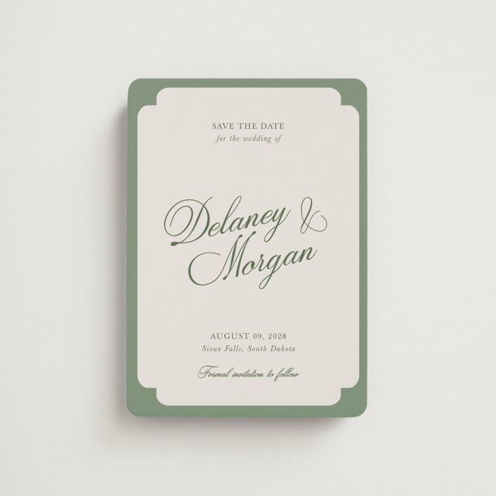 "classic bold border" - Save the Dates in Olive by Cass Loh - Front