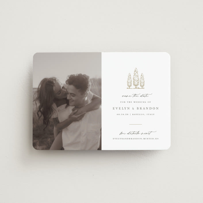"Arborvitae" - Save the Dates in Champagne by Sarah Brown - Front
