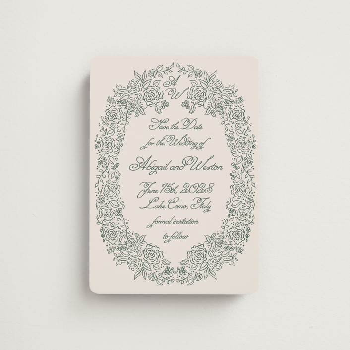 "Crest Florale" - Save the Dates in Moss by Tamara Hilje - Front