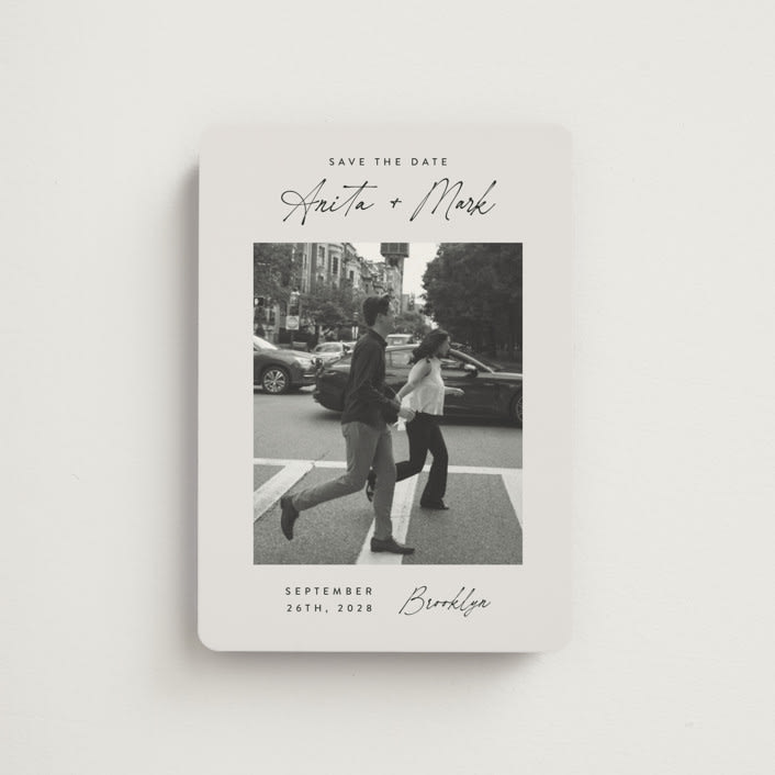 "Moment in Time" - Save the Dates in Eggshell by Paper Raven Co. - Front
