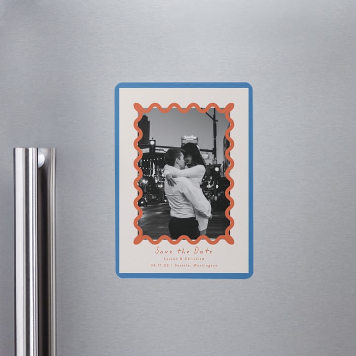 "Party Squiggle" - Save the Dates in Papaya by Blustery August - Front