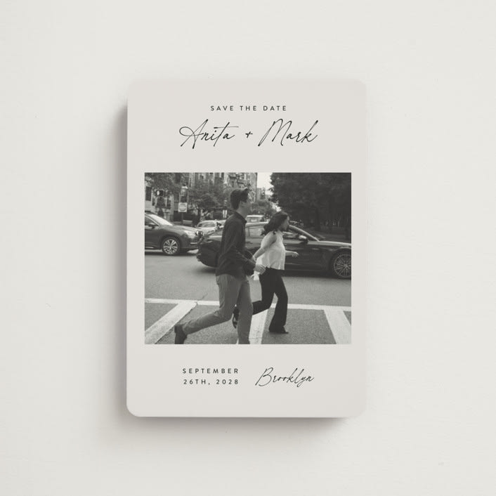 "Moment in Time" - Save the Dates in Eggshell by Paper Raven Co. - Front