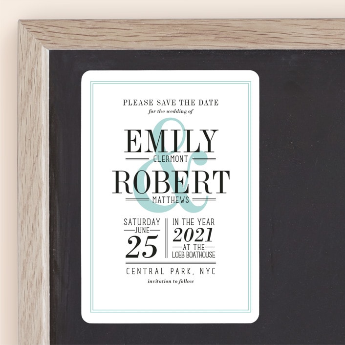 "Wed in Type" - Save the Dates in Sky by Ariel Rutland - Front