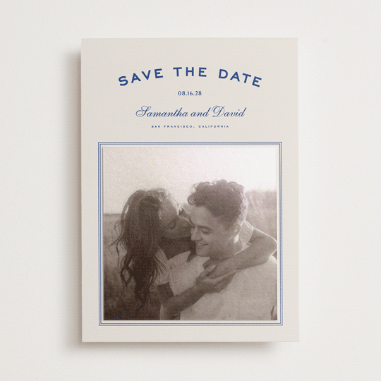 "Summer Story" - Save the Date Photo Mount Cards in Capri by Wildfield Paper Co - Front