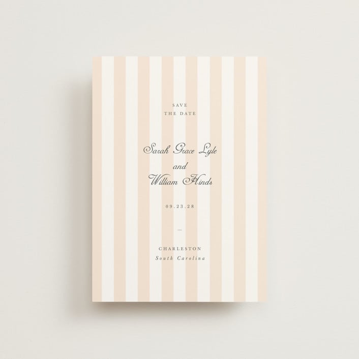 "awning stripe" - Save the Dates in Peach by Sara Hicks Malone - Front