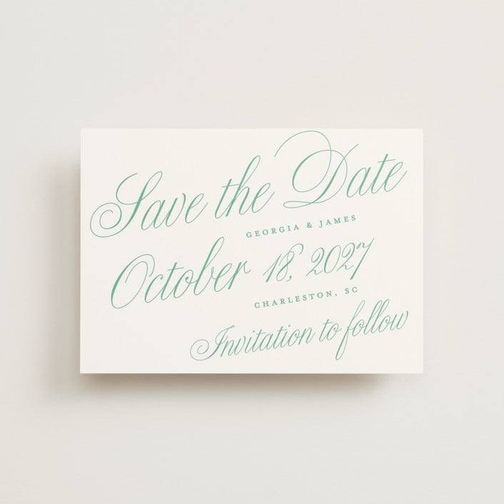"Sullivans" - Save the Dates in Mint Julep by Alston Foster - Front