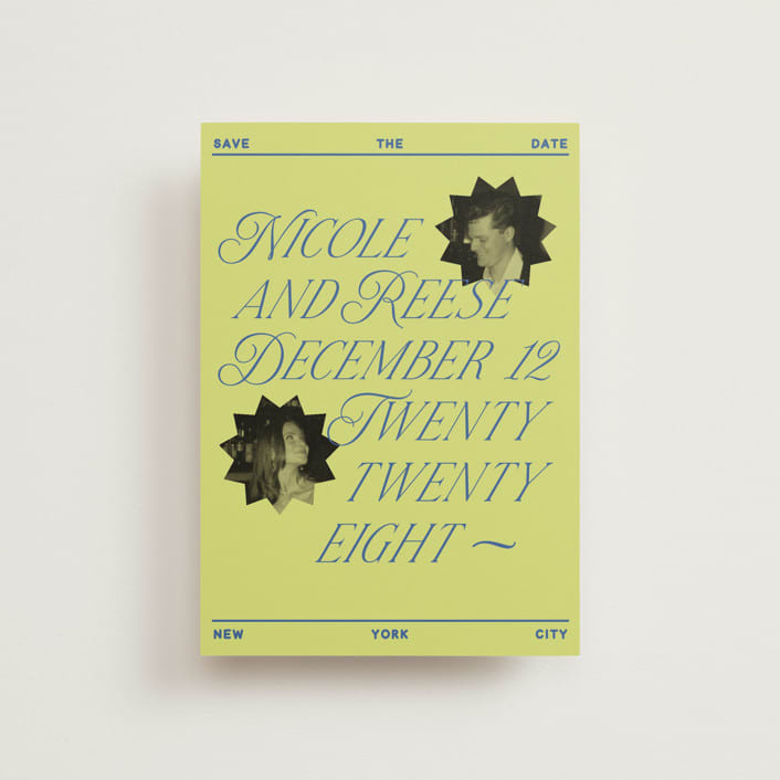 "communiqué" - Save the Dates in Chartreuse by Jennifer Lew - Front