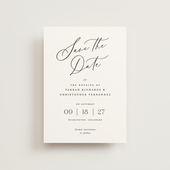 "Beautifully Scripted" - Save the Dates in Pearl by Hooray Creative - Front