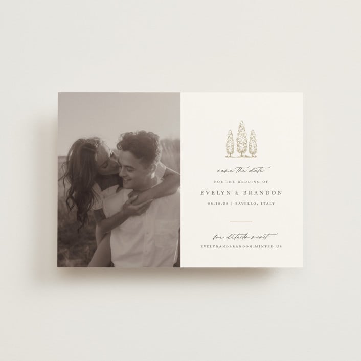 "Arborvitae" - Save the Dates in Champagne by Sarah Brown - Front