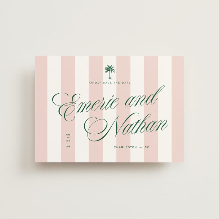 "Palm Stripes" - Save the Dates in Taffy by Susan Zinader - Front