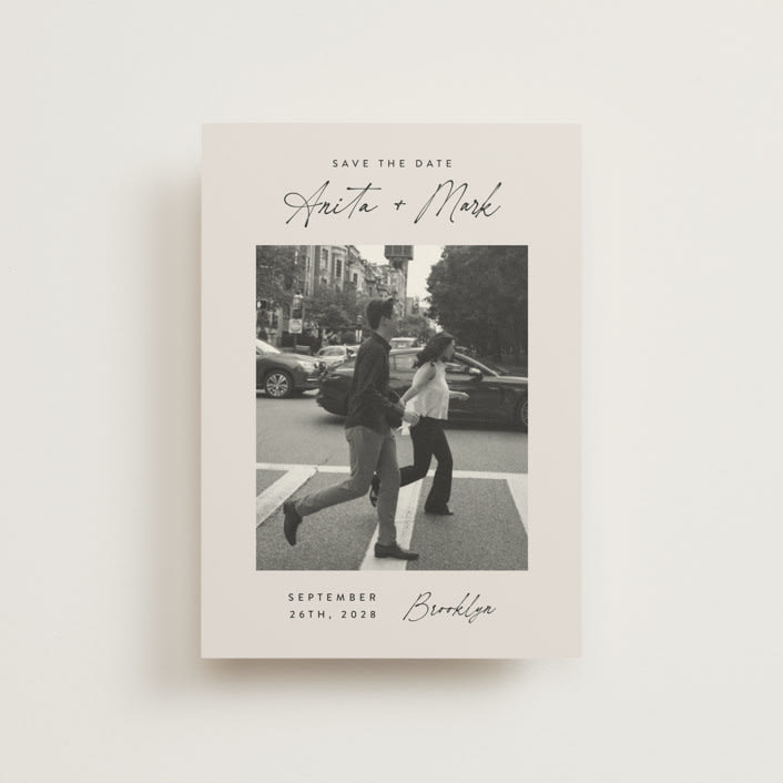 "Moment in Time" - Save the Dates in Eggshell by Paper Raven Co. - Front