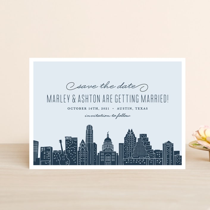 "Big City - Austin" - Save the Dates in Pale Blue by Hooray Creative - Front